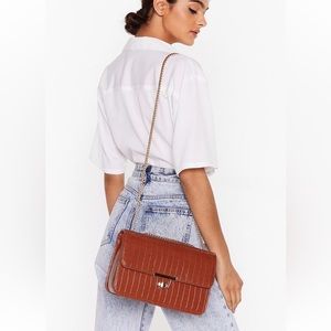 Nasty Gal WANT Faux Leather Croc Clasp Crossbody Bag NWT
